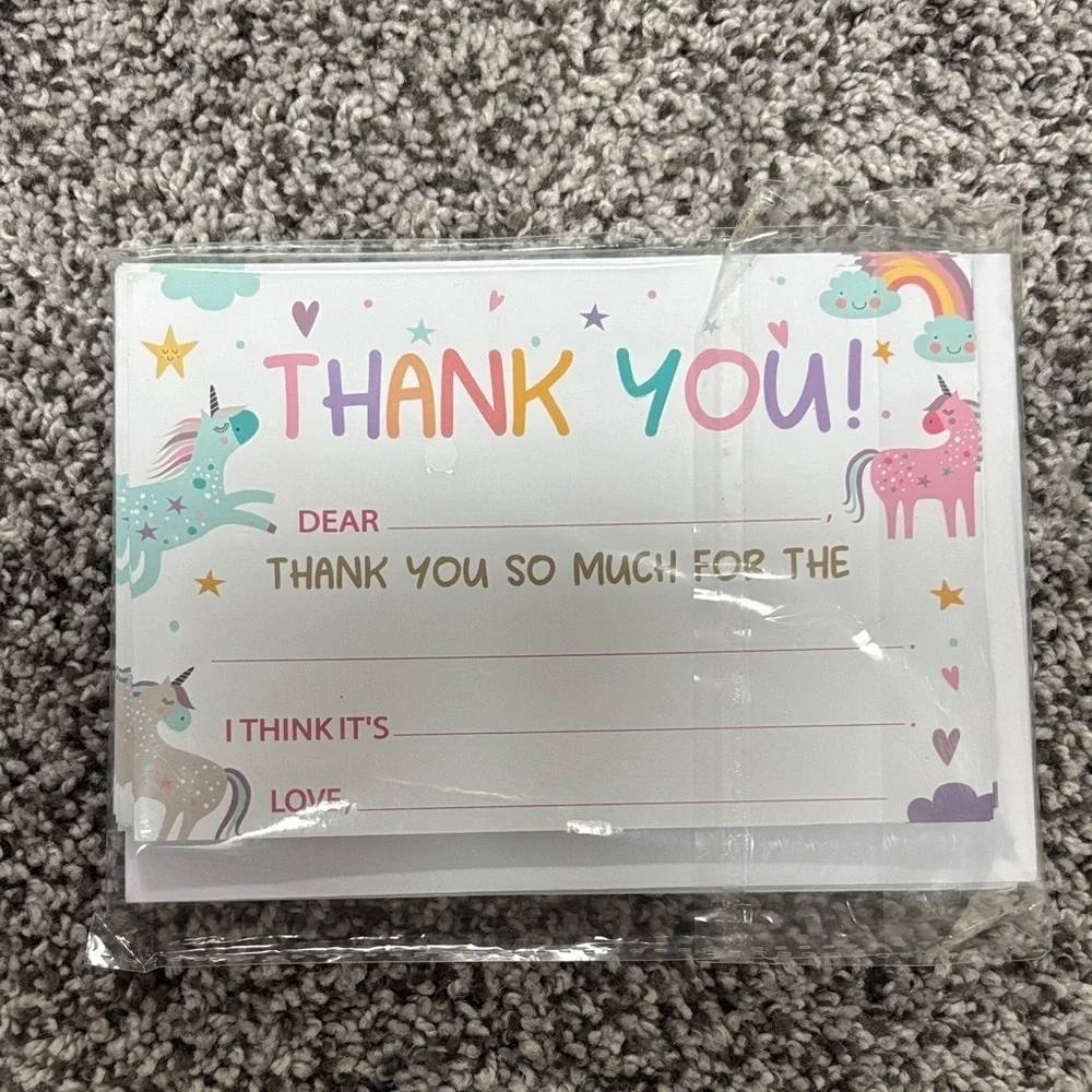 Unicorn Thank You Cards - Multicolor